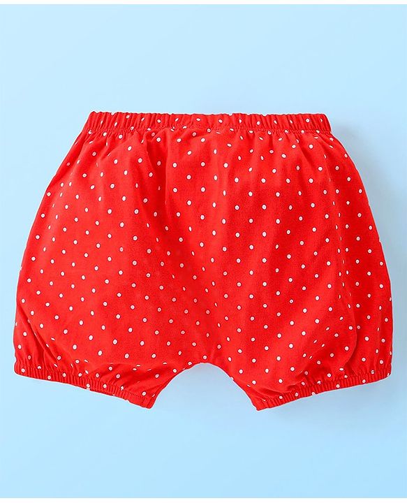 Babyhug Disney Cotton Knit Aristocats Marie Graphic & Bow Detailing Bloomers Pack of 3 - White Red & Pink