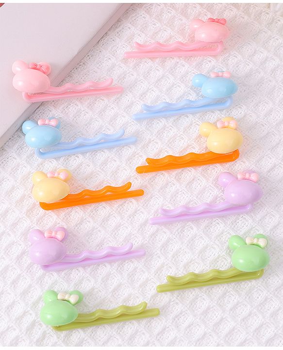 Babyhug Bunny Hair Pins & Clips Set of 10 - Multicolor