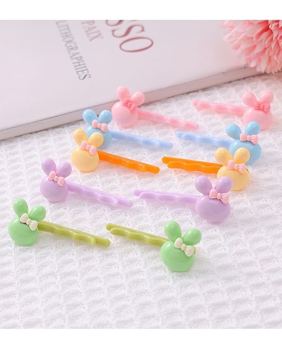 Babyhug Bunny Hair Pins & Clips Set of 10 - Multicolor