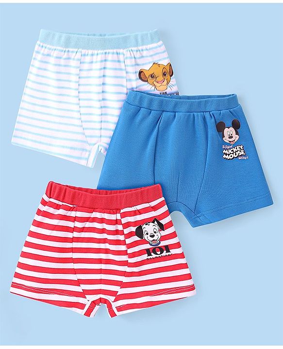 Babyhug Disney Lycra Knit Trunks With Mickey Mouse 101 Dalmatians & Lion King Graphics Pack of 3 - Multicolour