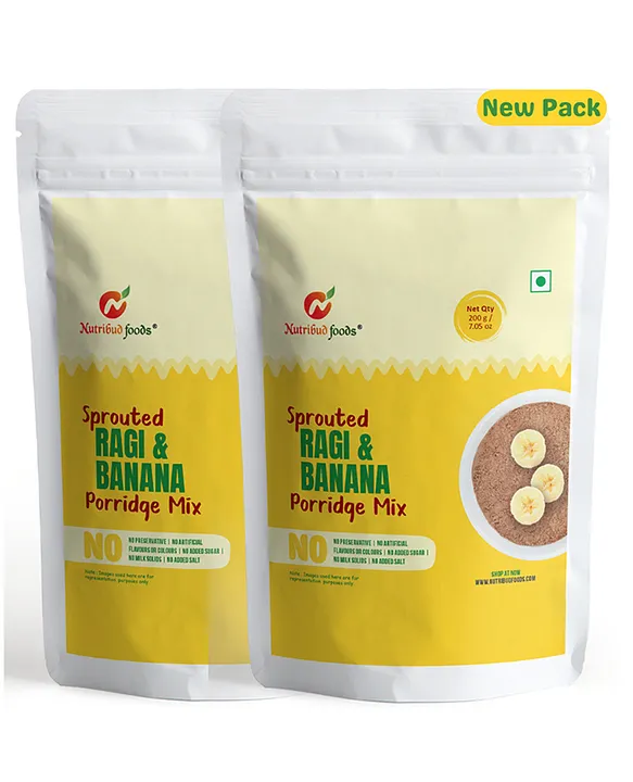 Sprouted Ragi Banana Porridge Mix 100% Natural Ingredients