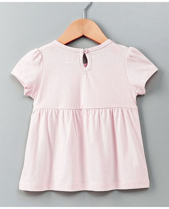 Babyhug Lace Frills Half Sleeves Top - Light Pink
