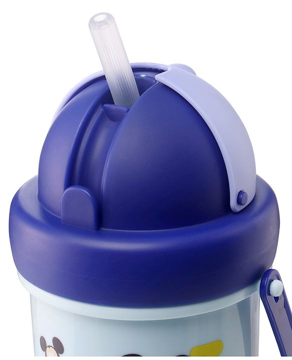 Babyhug Disney Mickey Mouse Print Straw Sipper With Snack Container Blue - 300 ml