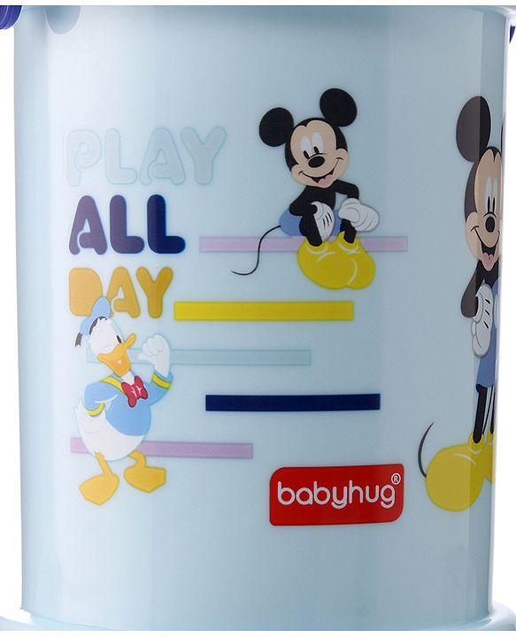 Babyhug Disney Mickey Mouse Print Straw Sipper With Snack Container Blue - 300 ml