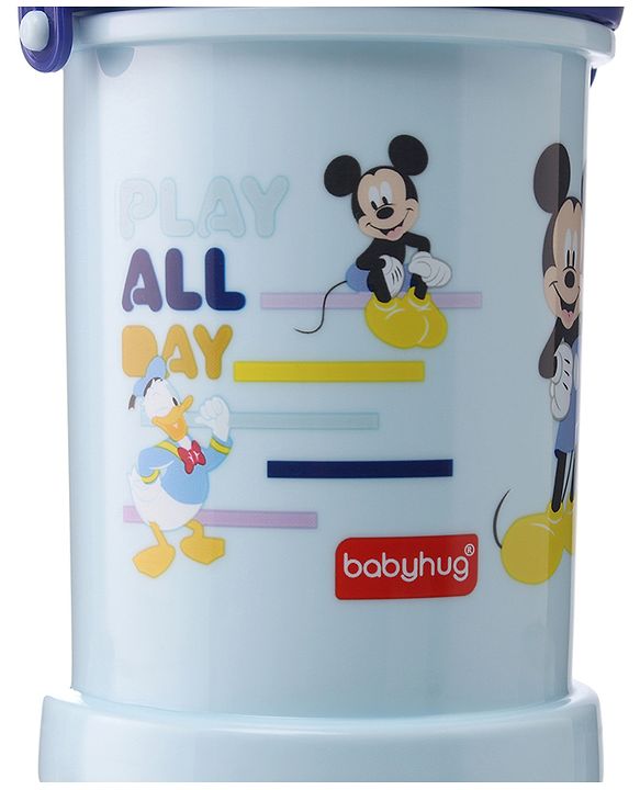 Babyhug Disney Mickey Mouse Print Straw Sipper With Snack Container Blue - 300 ml