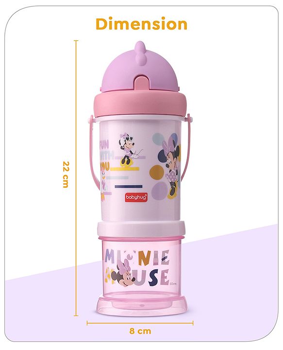 Babyhug Disney Mickey Mouse Print Straw Sipper With Snack Container Blue - 300 ml