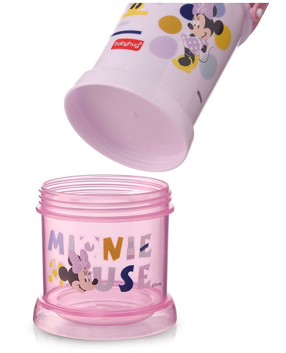 Babyhug Disney Mickey Mouse Print Straw Sipper With Snack Container Blue - 300 ml