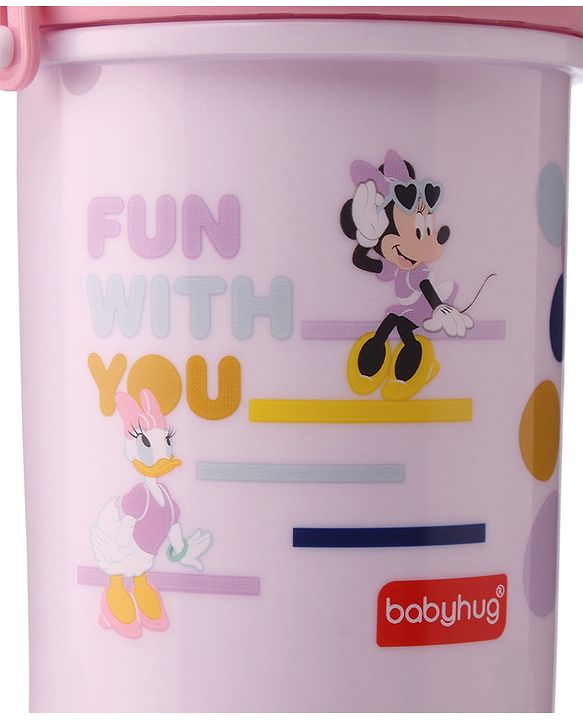 Babyhug Disney Mickey Mouse Print Straw Sipper With Snack Container Blue - 300 ml