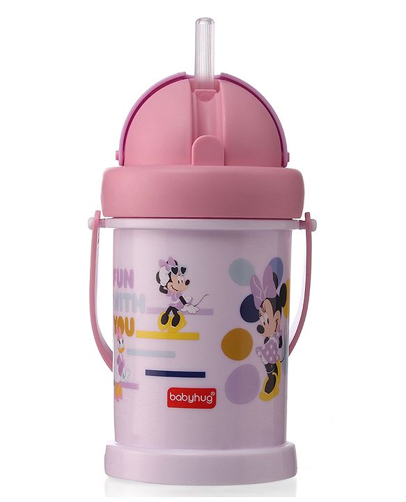 Babyhug Disney Mickey Mouse Print Straw Sipper With Snack Container Blue - 300 ml