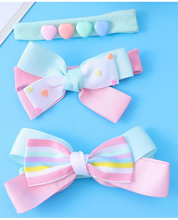 Babyhug Bow & Heart Motifs Headbands - Multicolor