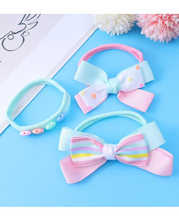 Babyhug Bow & Heart Motifs Headbands - Multicolor