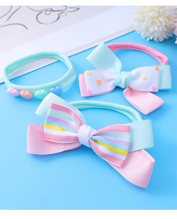 Babyhug Bow & Heart Motifs Headbands - Multicolor