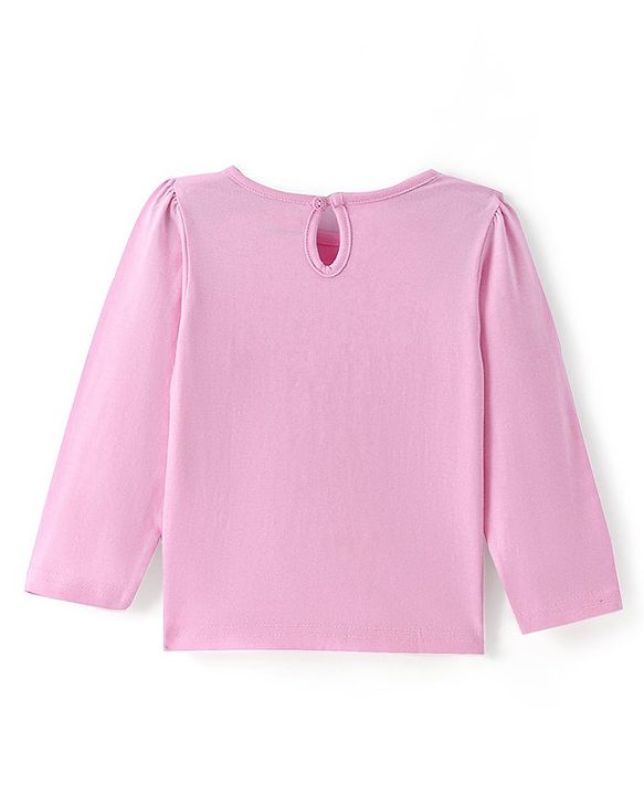 Babyhug Cotton Woven Full Sleeves T-Shirt with Floral Embroidered Frock - Navy Blue & Pink