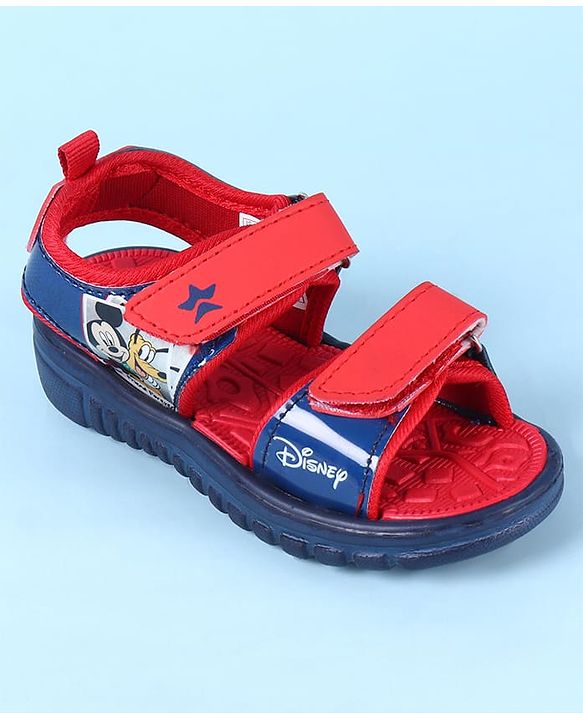 Cute Walk by Babyhug Disney Velcro Closure Sandals with Mickey Mouse Print - Navy Blue