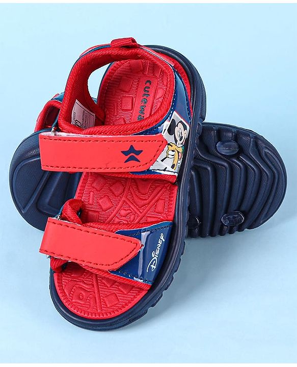 Cute Walk by Babyhug Disney Velcro Closure Sandals with Mickey Mouse Print - Navy Blue