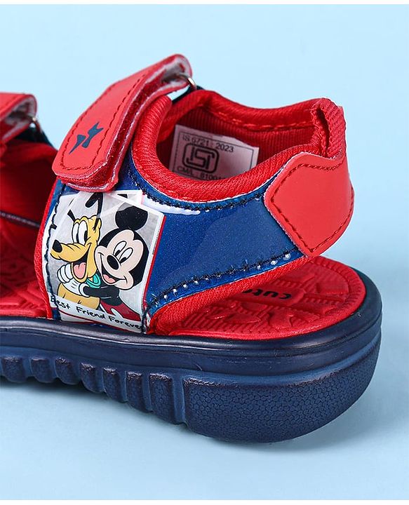 Cute Walk by Babyhug Disney Velcro Closure Sandals with Mickey Mouse Print - Navy Blue