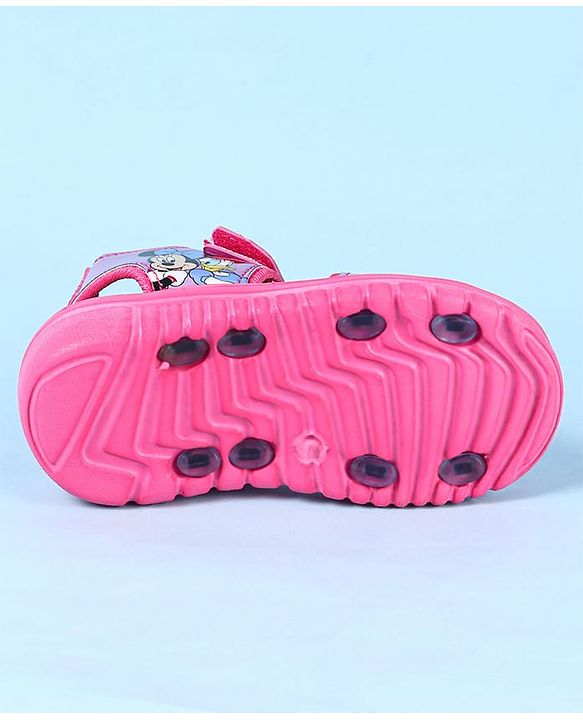 Cute Walk by Babyhug Disney Velcro Closure Sandals with Minnie Mouse Print - Dark Pink