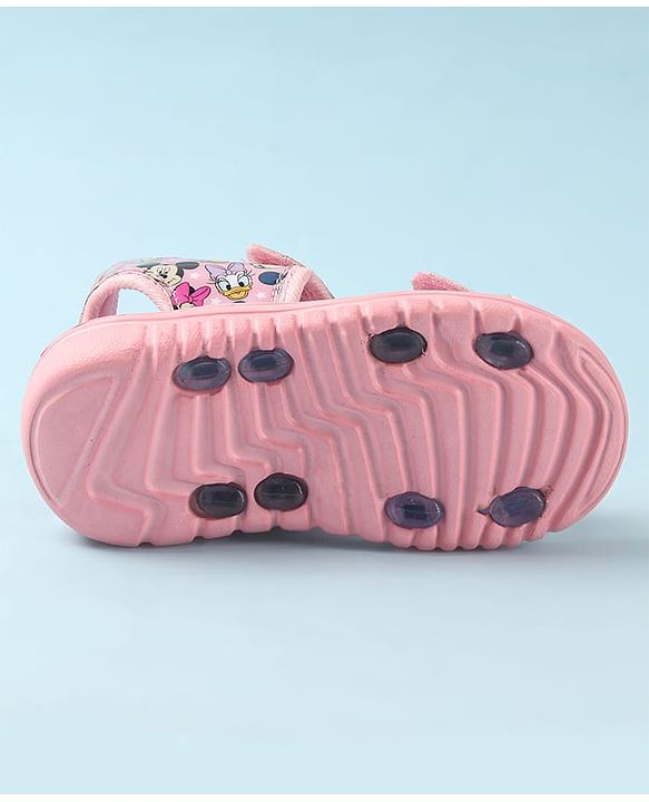 Cute Walk by Babyhug Disney Sandals with Velcro Closure Micky Mouse & Friends Graphic - Pink