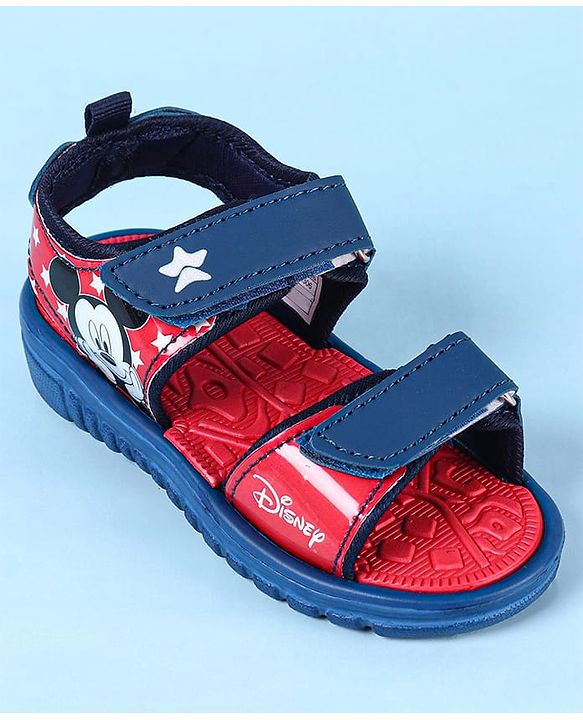 Cute Walk by Babyhug Disney Velcro Closure Sandals with Mickey Mouse Print - Navy Blue