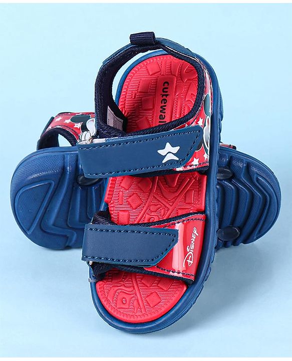 Cute Walk by Babyhug Disney Velcro Closure Sandals with Mickey Mouse Print - Navy Blue