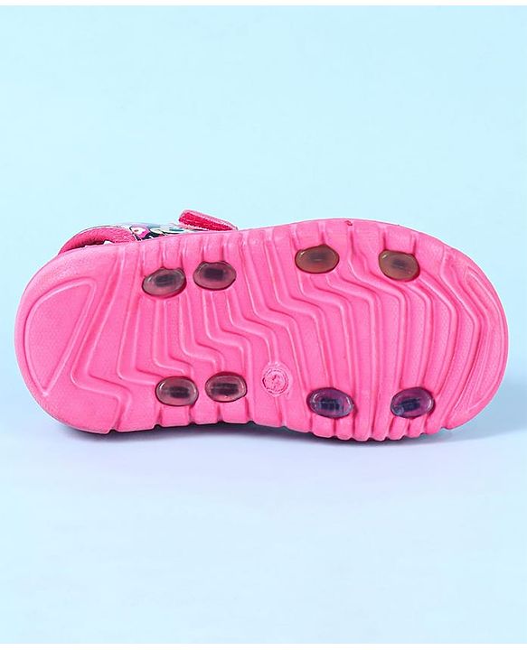Cute Walk by Babyhug Disney Velcro Closure Sandals with Minnie Mouse Print - Dark Pink