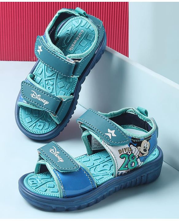 Cute Walk by Babyhug Disney Sandals with Velcro Closure Mickey Mouse Print - Navy Blue