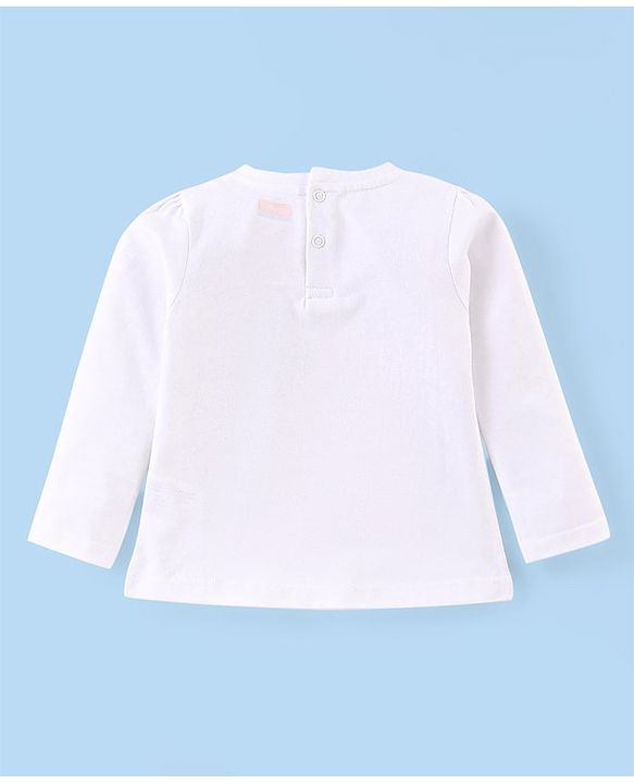Babyhug Cotton Knit Full Sleeves Text Printed T-Shirt - White