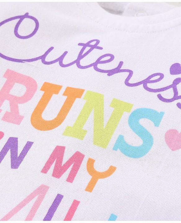 Babyhug Cotton Knit Full Sleeves Text Printed T-Shirt - White