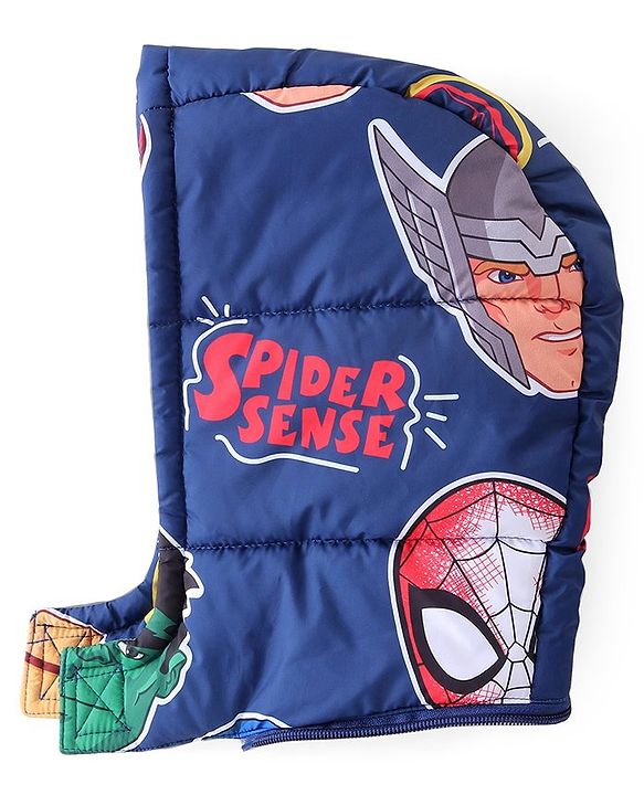 Pine Kids Marvel Woven Full Sleeves Padded Jacket with Detachable Hood & Avengers Graphics - Navy Blue