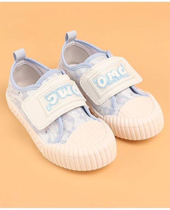 Cute Walk by Babyhug Lacy Slip-on Casual Shoes with Velcro Closure - Blue