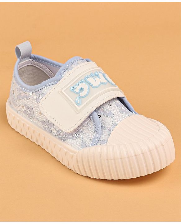 Cute Walk by Babyhug Lacy Slip-on Casual Shoes with Velcro Closure - Blue