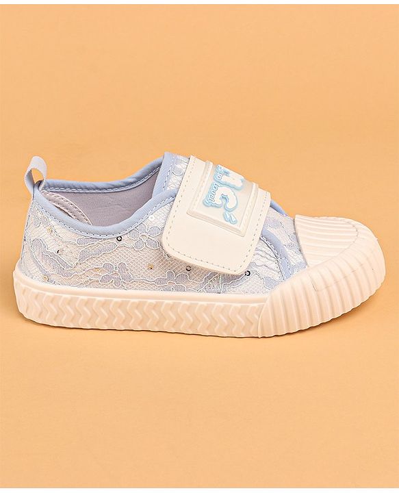 Cute Walk by Babyhug Lacy Slip-on Casual Shoes with Velcro Closure - Blue
