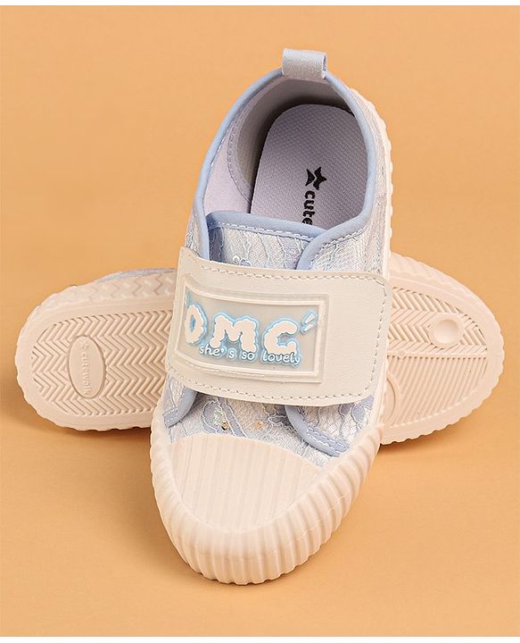 Cute Walk by Babyhug Lacy Slip-on Casual Shoes with Velcro Closure - Blue