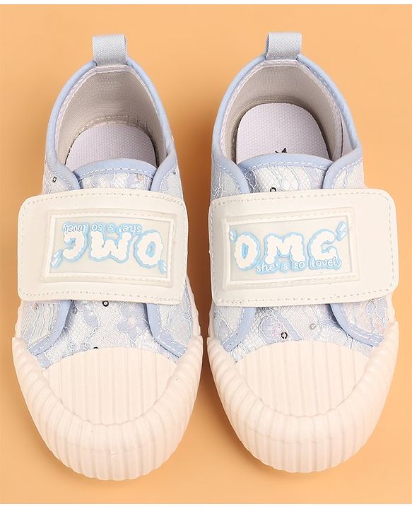 Cute Walk by Babyhug Lacy Slip-on Casual Shoes with Velcro Closure - Blue