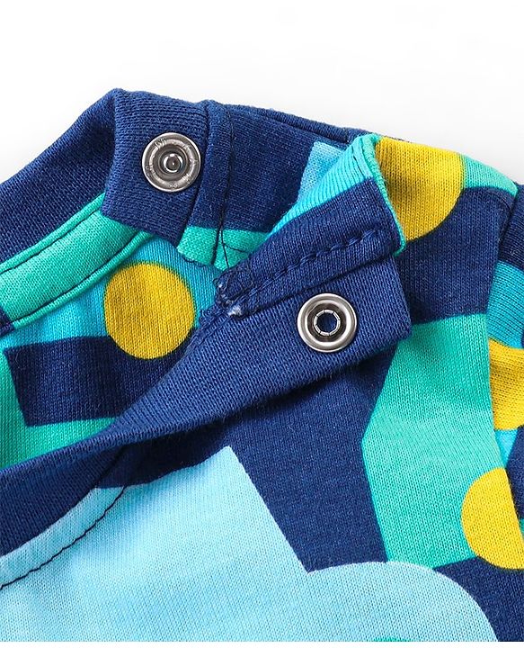 Babyhug Cotton Knit Full Sleeves Night Suit With Vehicles Print - Navy
