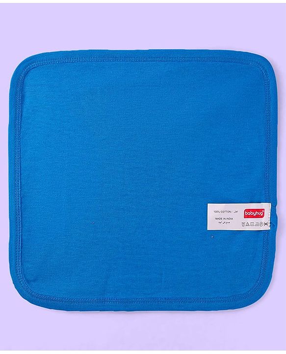 Babyhug Disney Cotton Interlock Kint Wash Cloth with Mickey Mouse Graphics L 28 x H 28 cm Pack Of 3 - White & Blue