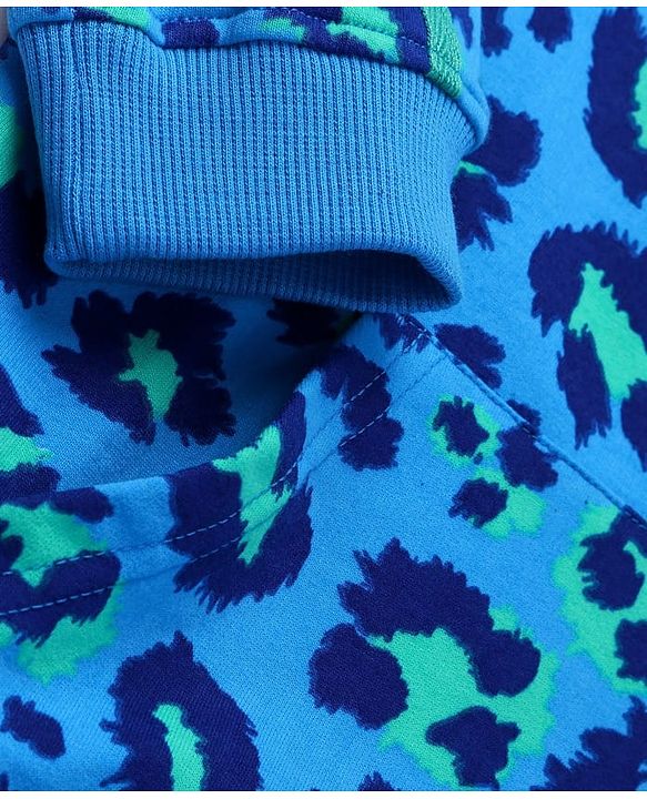 Pine Kids Cotton Knit Full Sleeves Hooded Sweatshirt & Joggers Set with  Print - Blue
