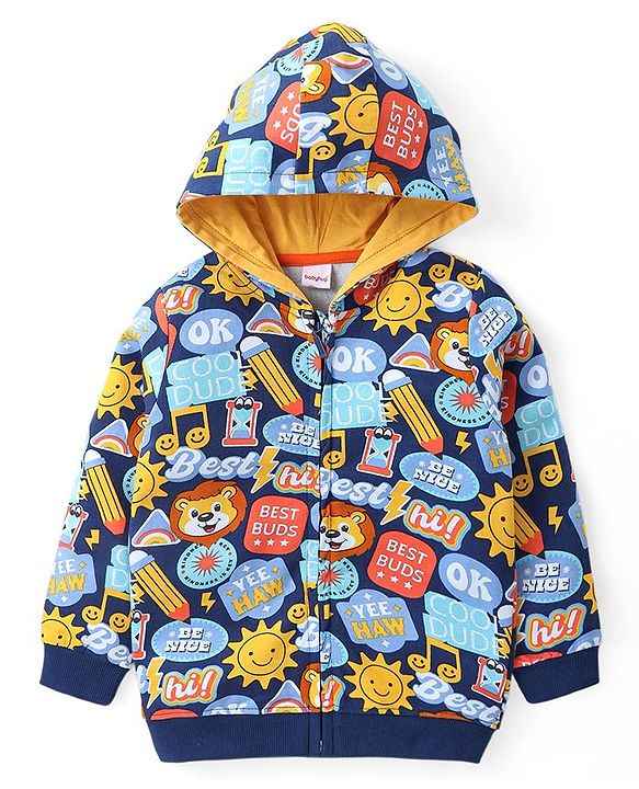 Babyhug Cotton Full Sleeves Sweatshirt With Mountain Graphics Print - Green main image 1