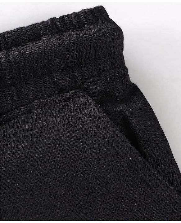Pine Kids Cotton Knit Full Length Lounge Pant With Text Print - Black