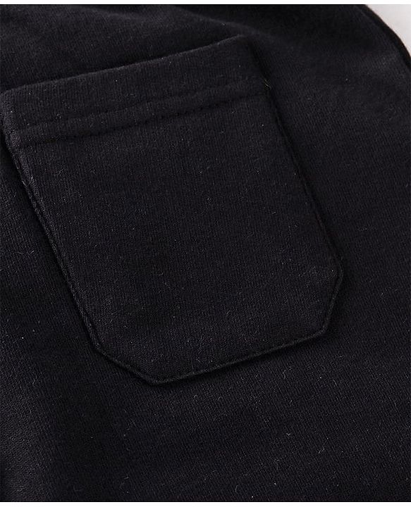 Pine Kids Cotton Knit Full Length Lounge Pant With Text Print - Black