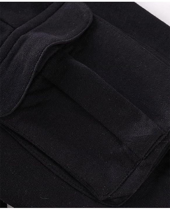 Pine Kids Cotton Knit Full Length Lounge Pant With Text Print - Black