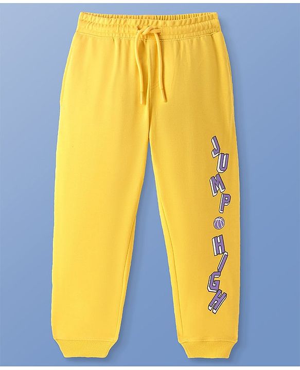 Pine Kids Full Length Track Pants Text Print - Yellow