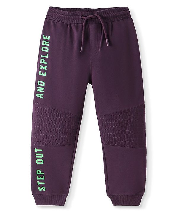 Pine Kids Full Length Lounge Pants With Text Print - Wine