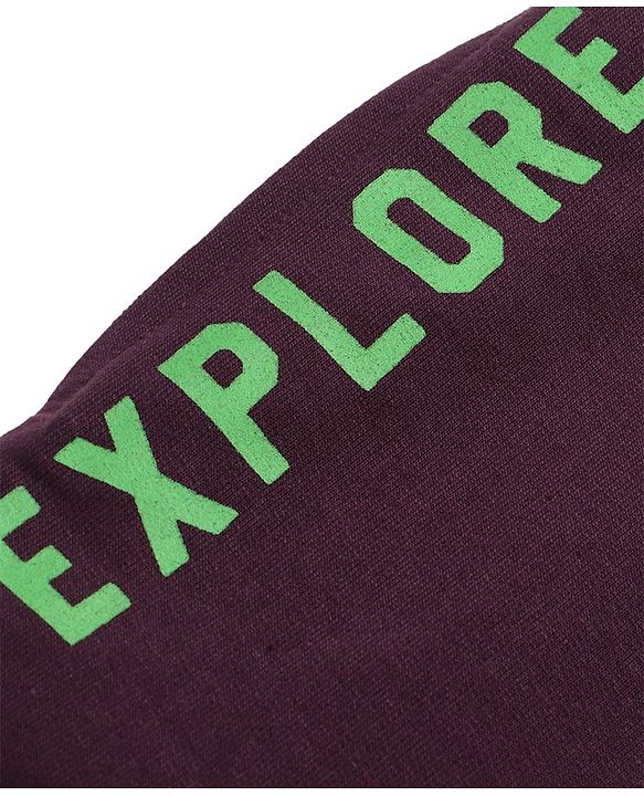 Pine Kids Full Length Lounge Pants With Text Print - Wine