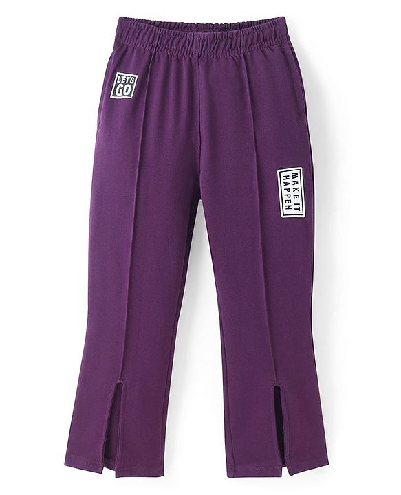Pine Kids Knit Full Length Lounge Pant Text Print - Plum