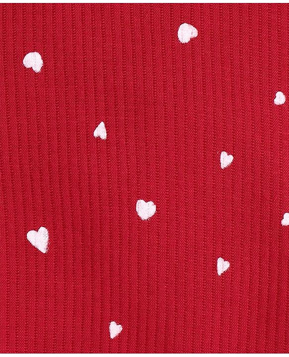 Pine Kids Knit Full Length Lounge Pant With Floral & Text Print - Red