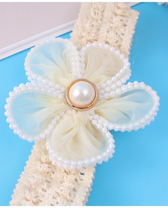Babyhug Flower & Bead Applique Headband - Beige