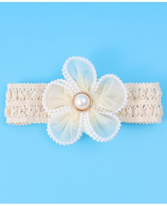 Babyhug Flower & Bead Applique Headband - Beige