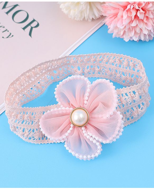 Babyhug Flower & Bead Applique Headband - Beige