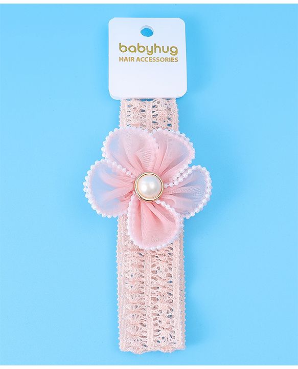 Babyhug Flower & Bead Applique Headband - Beige
